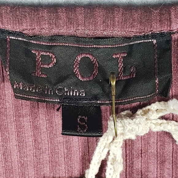 POL Burgundy Mixed Media Ribbed Boho Top S NWT Oversized Crochet Boho Lagenlook - Picture 5 of 11